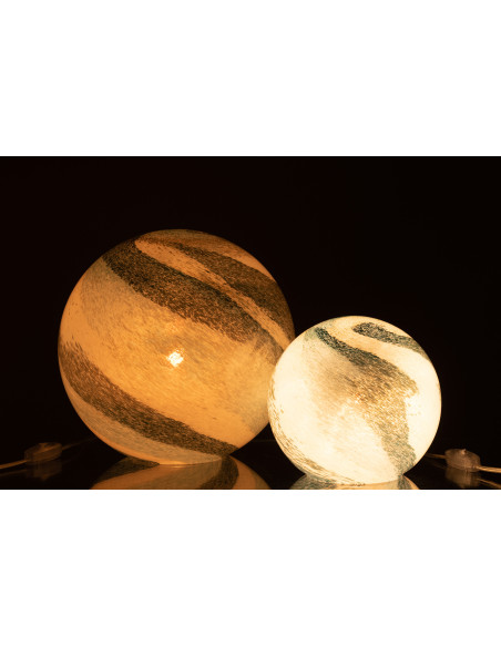 Lampe Dany Rayures Verre Rond Bleu-Vert GrandJ-Line