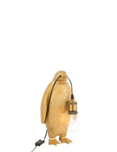 Lampe de table Pingouin en résine dorée petiteJ-Line