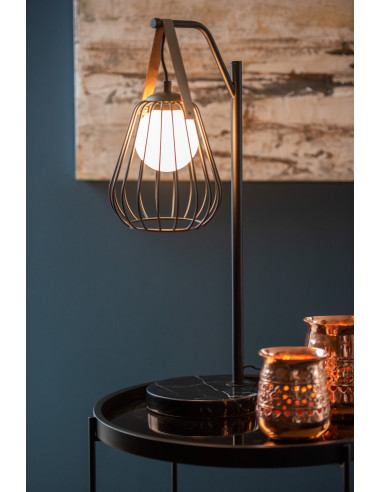 Lampe de table Ignes en acier/marbre noirJ-Line