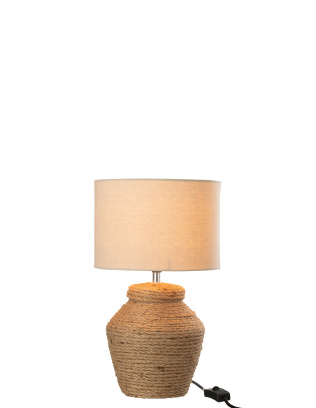 Lampe Meli + Abat-jour en céramique lin marron petitJ-Line Lampe Meli + Abat-jour en céramique lin marron petitJ-Line