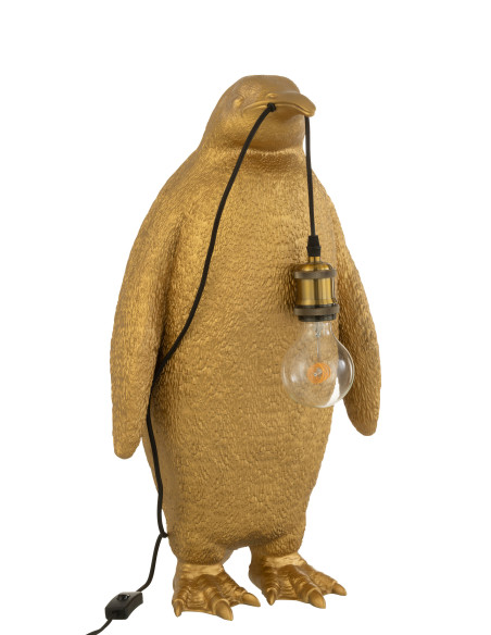 Lampe de table en résine pingouin doré de grande tailleJ-Line Lampe de table en résine pingouin doré de grande tailleJ-Line