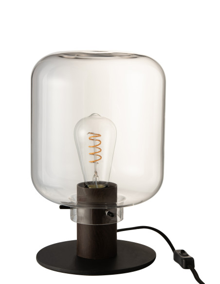 Lampe de table Kiyu en verre/acier transparent/noirJ-Line Lampe de table Kiyu en verre/acier transparent/noirJ-Line