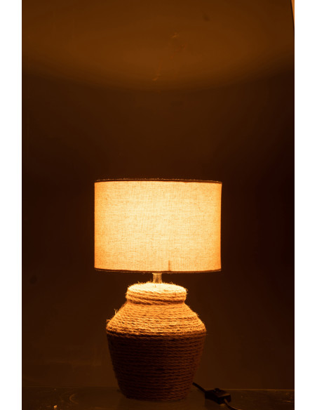 Lampe Meli + Abat-jour en céramique lin marron petitJ-Line Lampe Meli + Abat-jour en céramique lin marron petitJ-Line