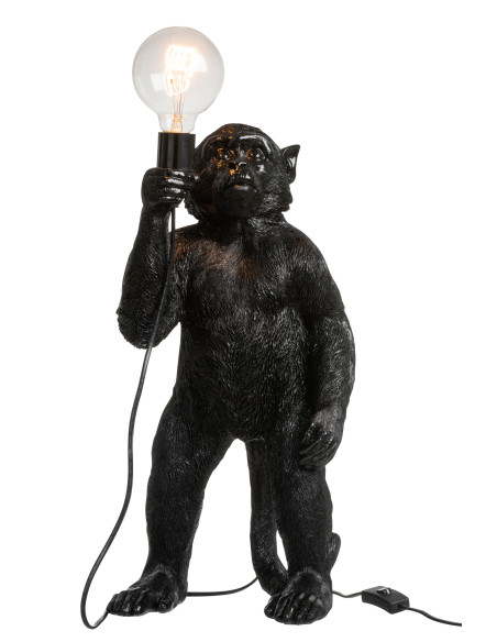 Lampe Singe Debout en Polyrésine NoireJ-Line Lampe Singe Debout en Polyrésine NoireJ-Line