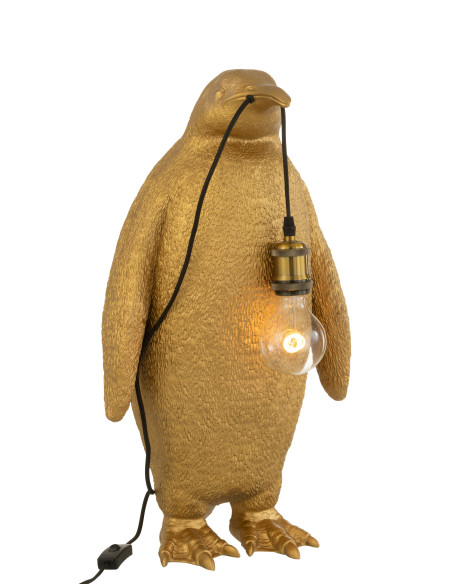 Lampe de table en résine pingouin doré de grande tailleJ-Line Lampe de table en résine pingouin doré de grande tailleJ-Line