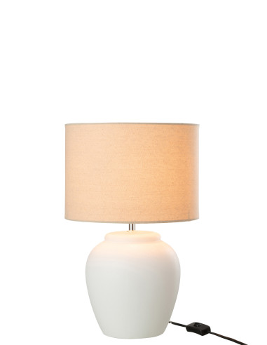 Lampe Meli + Abat-jour en céramique blanc lin petitJ-Line