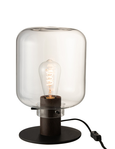 Lampe de table Kiyu en verre/acier transparent/noirJ-Line