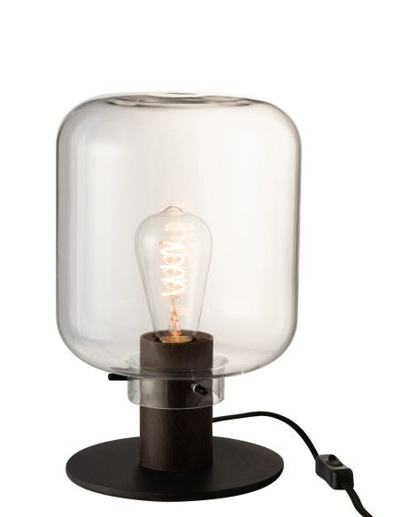 Lampe de table Kiyu en verre/acier transparent/noirJ-Line Lampe de table Kiyu en verre/acier transparent/noirJ-Line