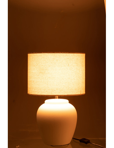 Lampe Meli + Abat-jour en céramique blanc lin petitJ-Line Lampe Meli + Abat-jour en céramique blanc lin petitJ-Line