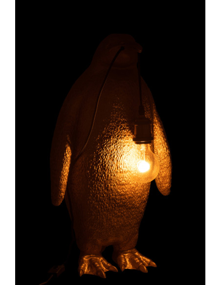 Lampe de table en résine pingouin doré de grande tailleJ-Line Lampe de table en résine pingouin doré de grande tailleJ-Line