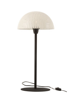 Lampe de table champignon à pois en métal brillant blanc/noir grandeJ-Line