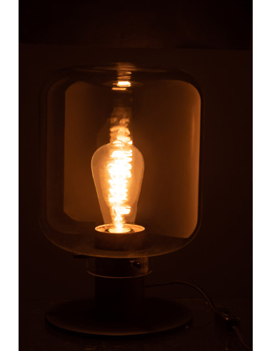 Lampe de table Kiyu en verre/acier transparent/noirJ-Line