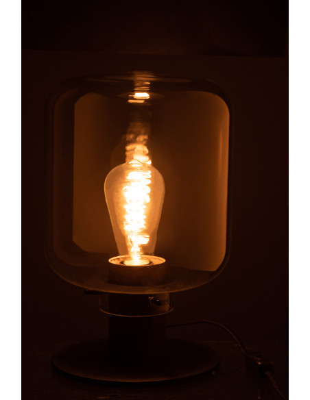 Lampe de table Kiyu en verre/acier transparent/noirJ-Line Lampe de table Kiyu en verre/acier transparent/noirJ-Line