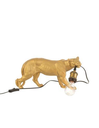 Lampe de table Puma en résine dorée petiteJ-Line