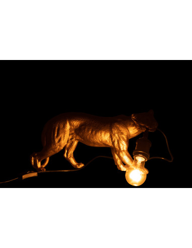 Lampe de table Puma en résine dorée petiteJ-Line