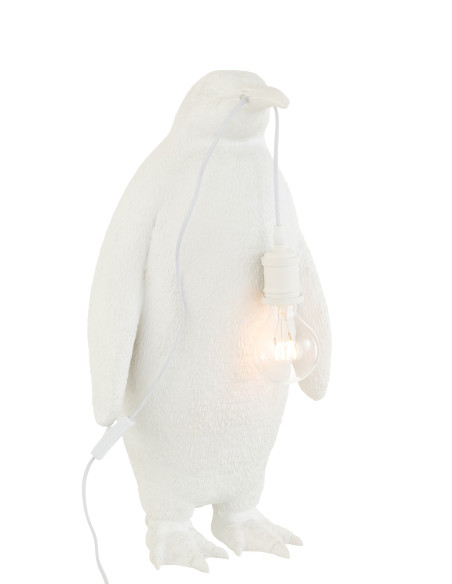 Lampe de table en résine blanche grand pingouinJ-Line