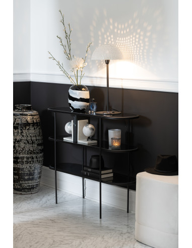 Lampe de table champignon à pois en métal brillant blanc/noir grandeJ-Line