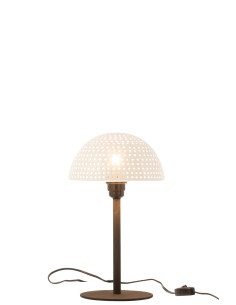 Lampe de table champignon à pois en métal brillant blanc/noir petitJ-Line 2