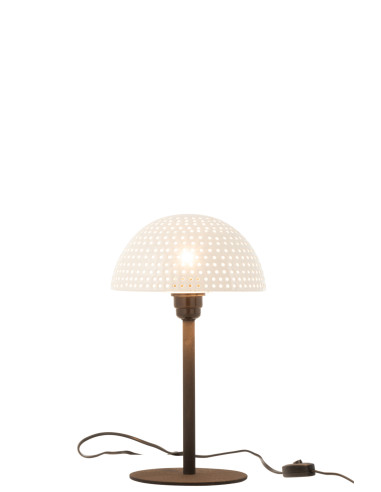 Lampe de table champignon à pois en métal brillant blanc/noir petitJ-Line