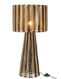Lampe de table à rayures en métal/papier noir/naturelJ-Line