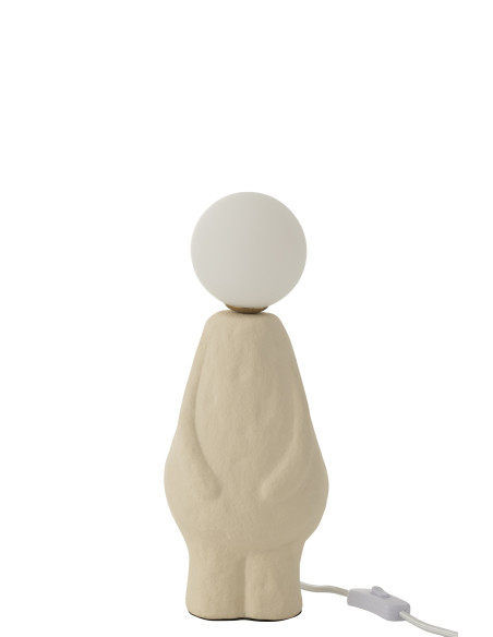 Lampe de table en verre globe en grès beigeJ-Line Lampe de table en verre globe en grès beigeJ-Line