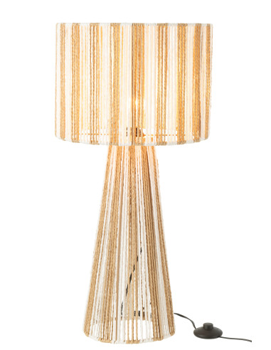 Lampe de table à rayures en métal/papier blanc/naturelJ-Line