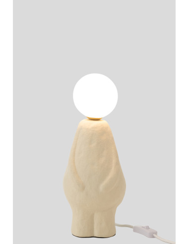 Lampe de table en verre globe en grès beigeJ-Line