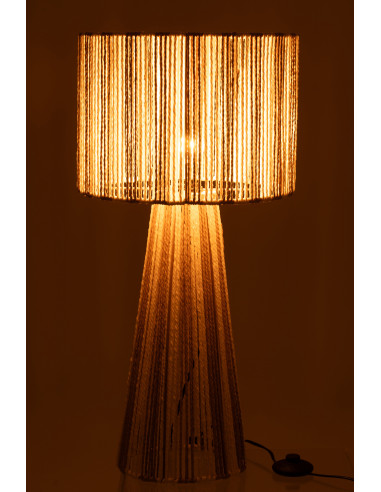 Lampe de table à rayures en métal/papier blanc/naturelJ-Line