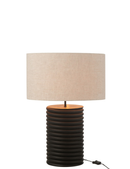 Lampe de table en bois d'ailante fileté large noir/grisJ-Line Lampe de table en bois d'ailante fileté large noir/grisJ-Line