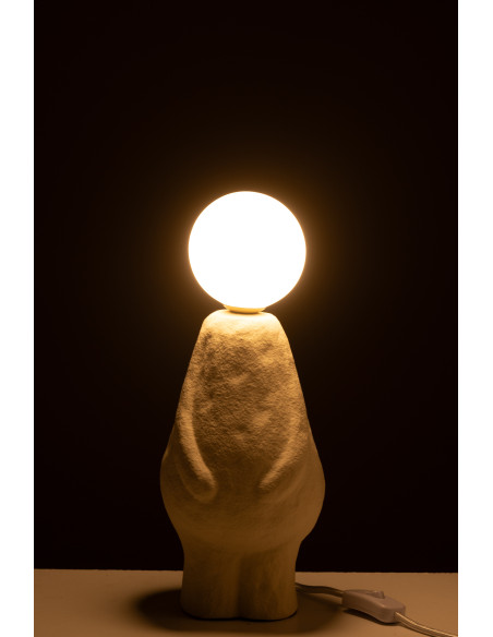 Lampe de table en verre globe en grès beigeJ-Line Lampe de table en verre globe en grès beigeJ-Line