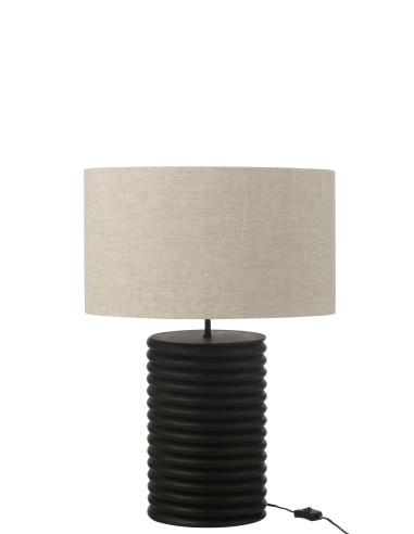 Lampe de table en bois d'ailante fileté large noir/grisJ-Line