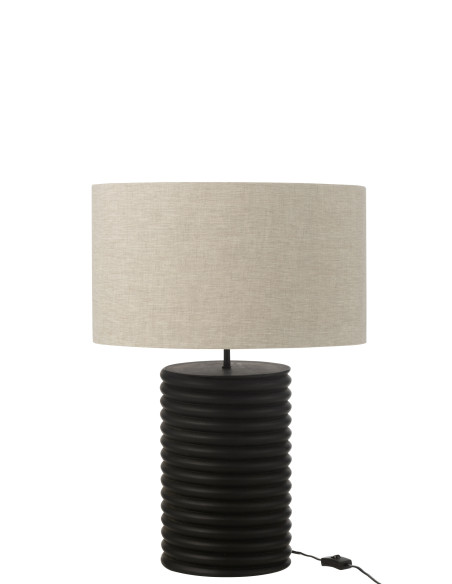 Lampe de table en bois d'ailante fileté large noir/grisJ-Line Lampe de table en bois d'ailante fileté large noir/grisJ-Line