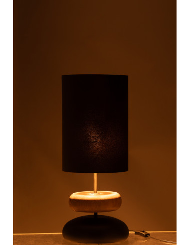 Lampe en jade en fer/bois de sapin noir/naturelJ-Line