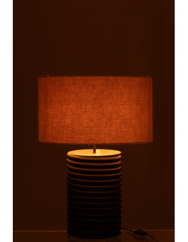 Lampe de table en bois d'ailante fileté large noir/grisJ-Line