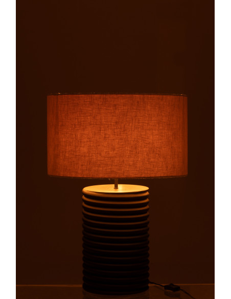 Lampe de table en bois d'ailante fileté large noir/grisJ-Line Lampe de table en bois d'ailante fileté large noir/grisJ-Line