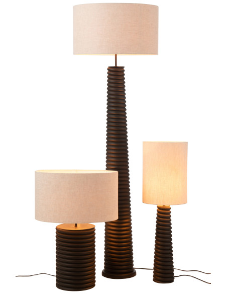 Lampe de table en bois d'ailante fileté large noir/grisJ-Line Lampe de table en bois d'ailante fileté large noir/grisJ-Line