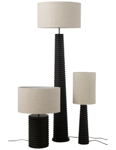 Lampe de table en bois d'ailante fileté large noir/grisJ-Line Lampe de table en bois d'ailante fileté large noir/grisJ-Line