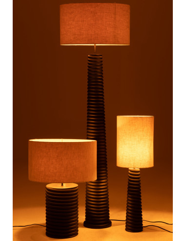 Lampe de table en bois d'ailante fileté large noir/grisJ-Line