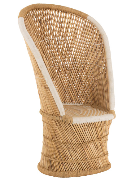 Dossier de chaise en bambou naturel/blanc pour adulteJ-Line Dossier de chaise en bambou naturel/blanc pour adulteJ-Line