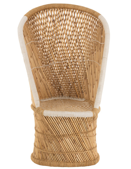 Dossier de chaise en bambou naturel/blanc pour adulteJ-Line Dossier de chaise en bambou naturel/blanc pour adulteJ-Line