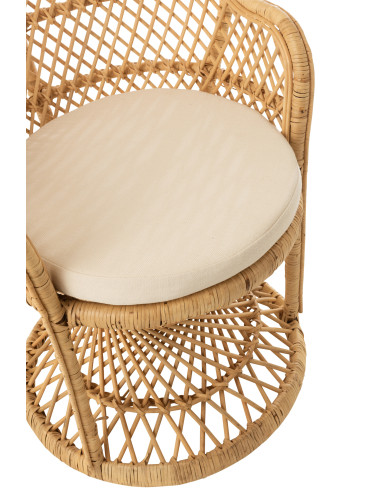 Chaise Paon avec Coussin en Rotin NaturelJ-Line