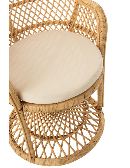 Chaise Paon avec Coussin en Rotin NaturelJ-Line Chaise Paon avec Coussin en Rotin NaturelJ-Line