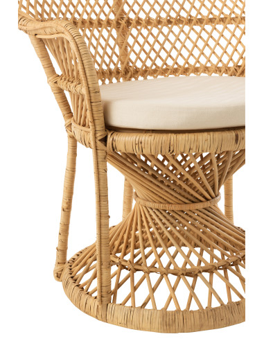 Chaise Paon avec Coussin en Rotin NaturelJ-Line