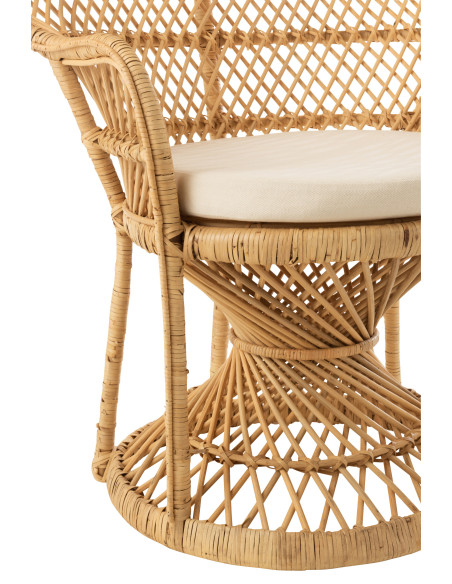 Chaise Paon avec Coussin en Rotin NaturelJ-Line Chaise Paon avec Coussin en Rotin NaturelJ-Line