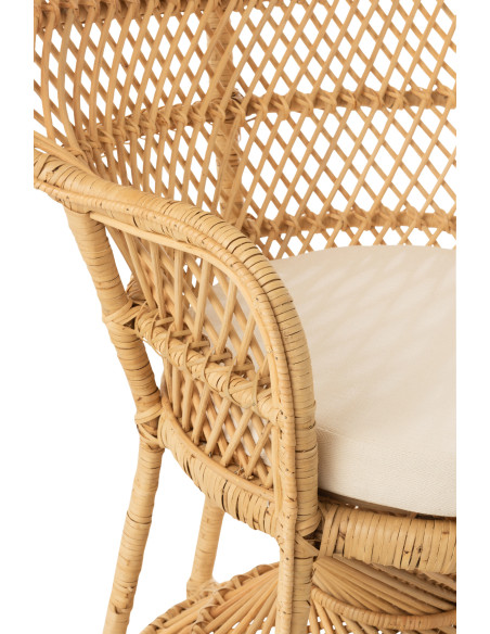 Chaise Paon avec Coussin en Rotin NaturelJ-Line Chaise Paon avec Coussin en Rotin NaturelJ-Line