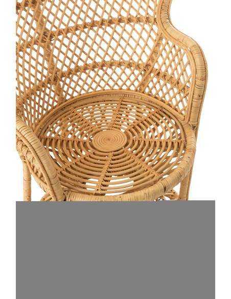 Chaise Paon avec Coussin en Rotin NaturelJ-Line Chaise Paon avec Coussin en Rotin NaturelJ-Line