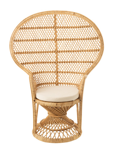Chaise Paon avec Coussin en Rotin NaturelJ-Line