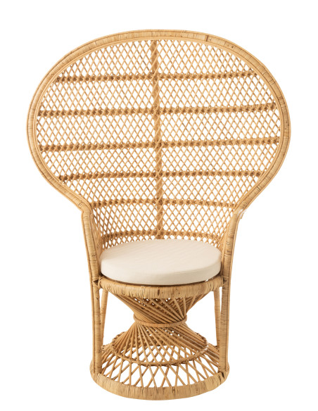 Chaise Paon avec Coussin en Rotin NaturelJ-Line Chaise Paon avec Coussin en Rotin NaturelJ-Line