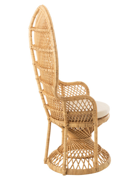 Chaise Paon avec Coussin en Rotin NaturelJ-Line Chaise Paon avec Coussin en Rotin NaturelJ-Line