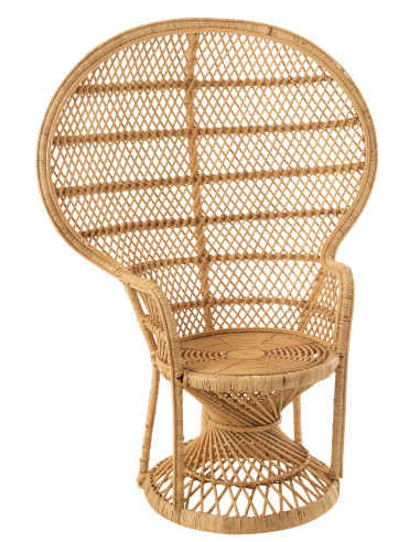 Chaise Paon avec Coussin en Rotin NaturelJ-Line